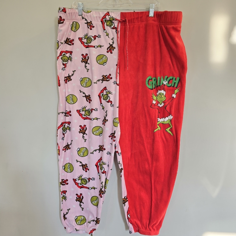 Dr Seuss The Grinch Women Christmas Sleep Fleece Pajama Velour Jogger Pants.E48‎